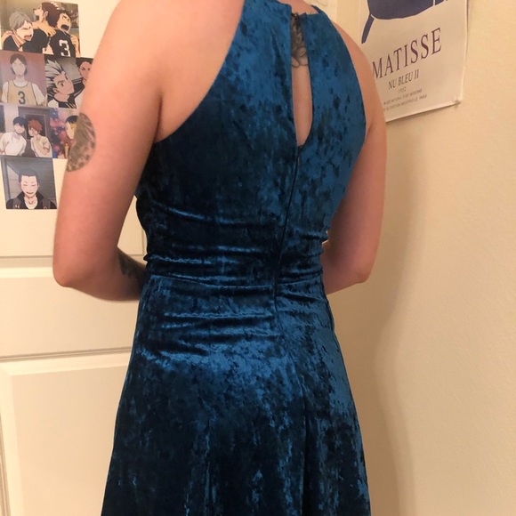 Blue Velvet GREYLIN luxury Velvet Skater Dress Small - Picture 3 of 6